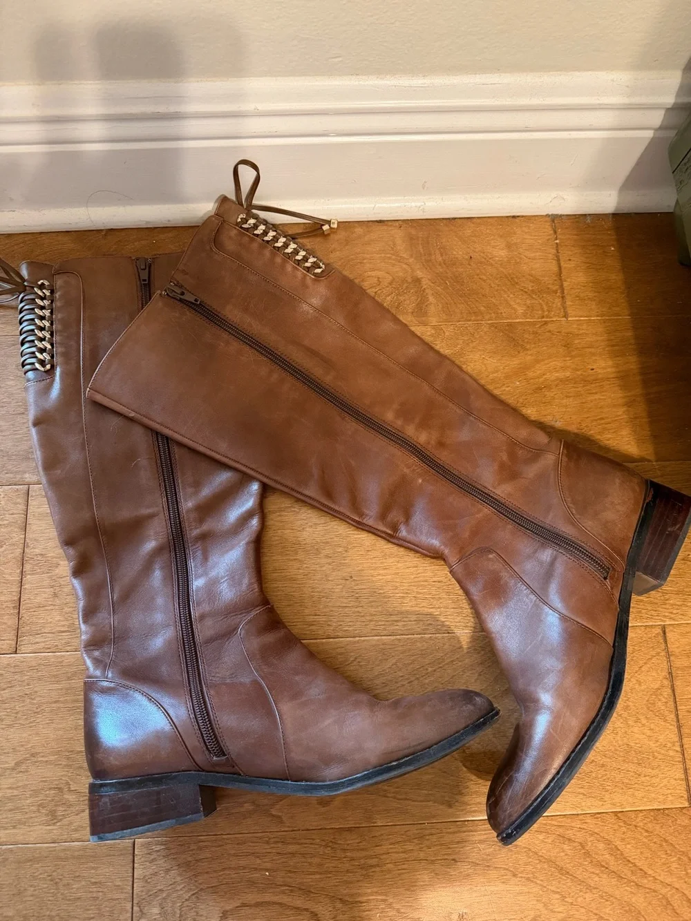 Brown Leather Knee-High Riding Boots